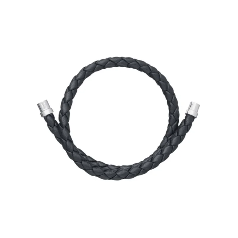 Christofle Duo Complice Leather Bracelet Dark Blue