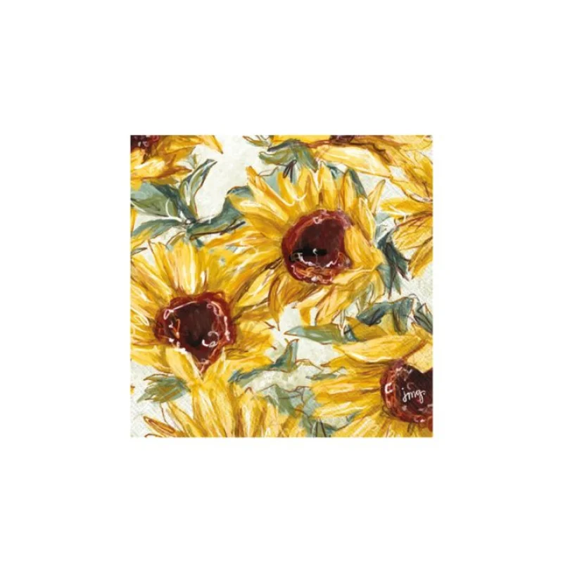 Paper Cocktail Napkins Sunflower Field Fall
