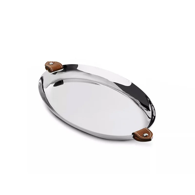Ralph Lauren Wyatt Medium Nesting Tray Silver/Saddle