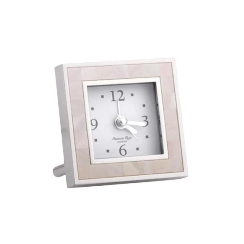 Mother of Pearl Shell & Silver Square Alarm Clock