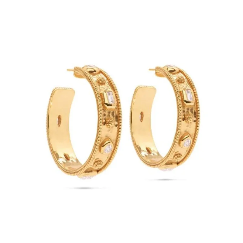 Berry Hoop Earrings Clear Cubic Zirconia