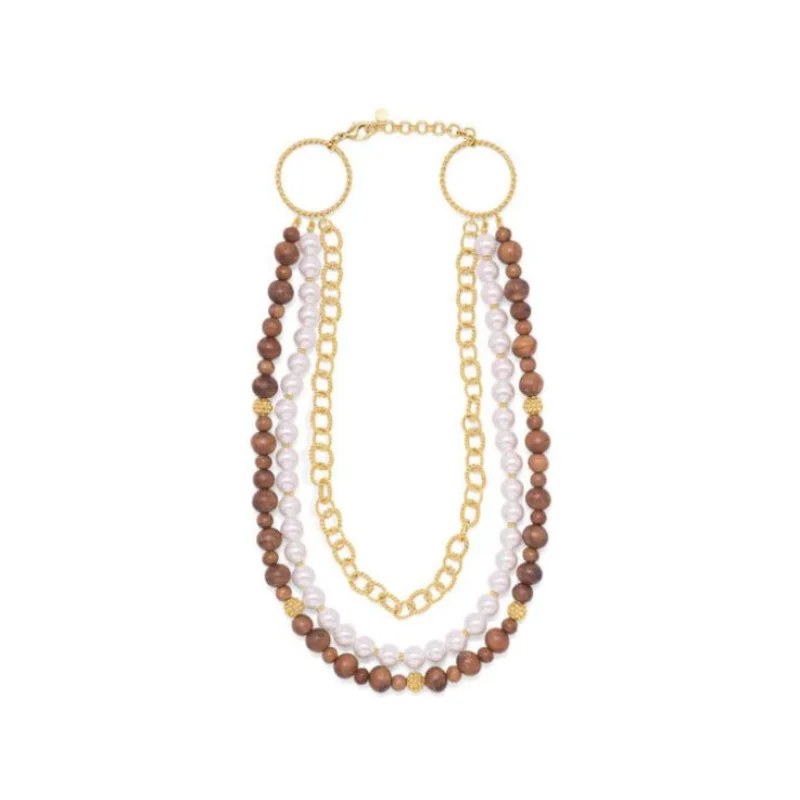 Earth Goddess Necklace Teak/Pearl