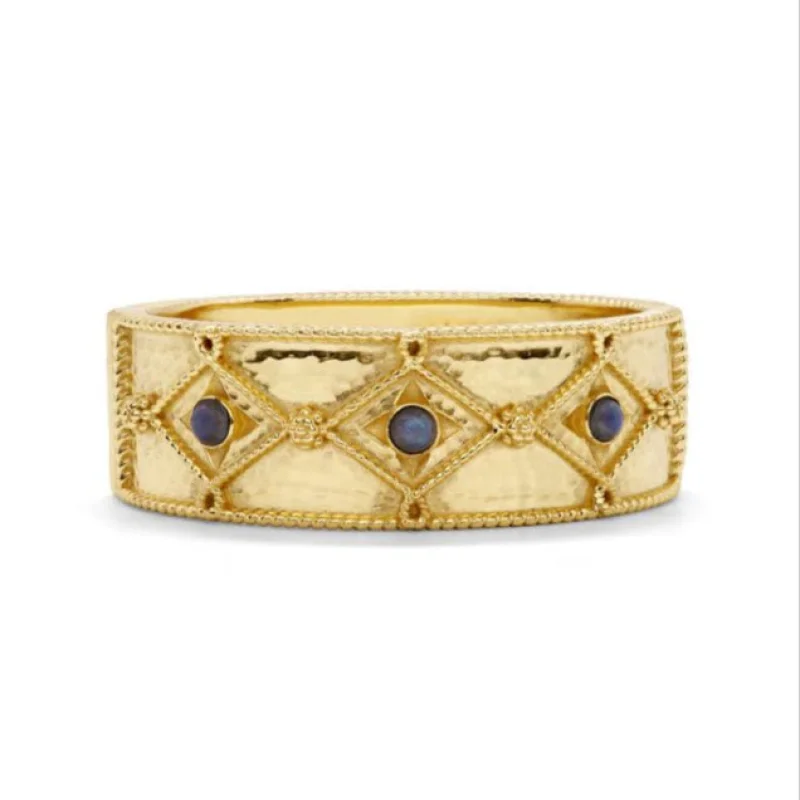 Victoria Hinged Bangle Gold/Blue Labradorite