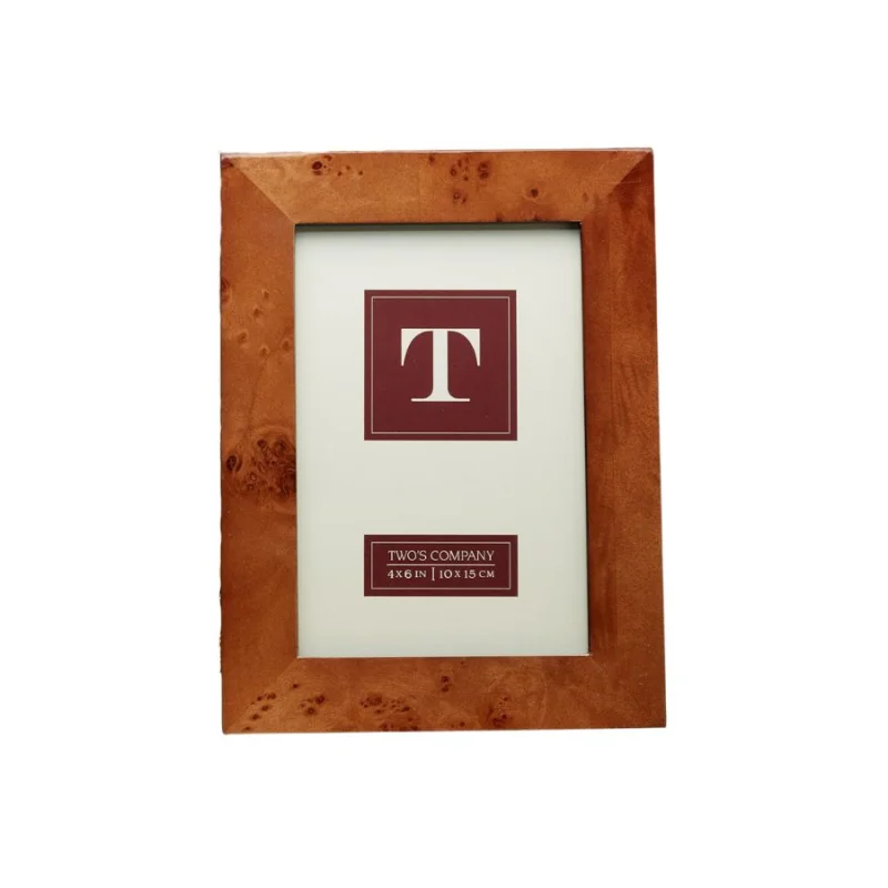 Burled Wood Photo Frame 4 x6 Dark Brown
