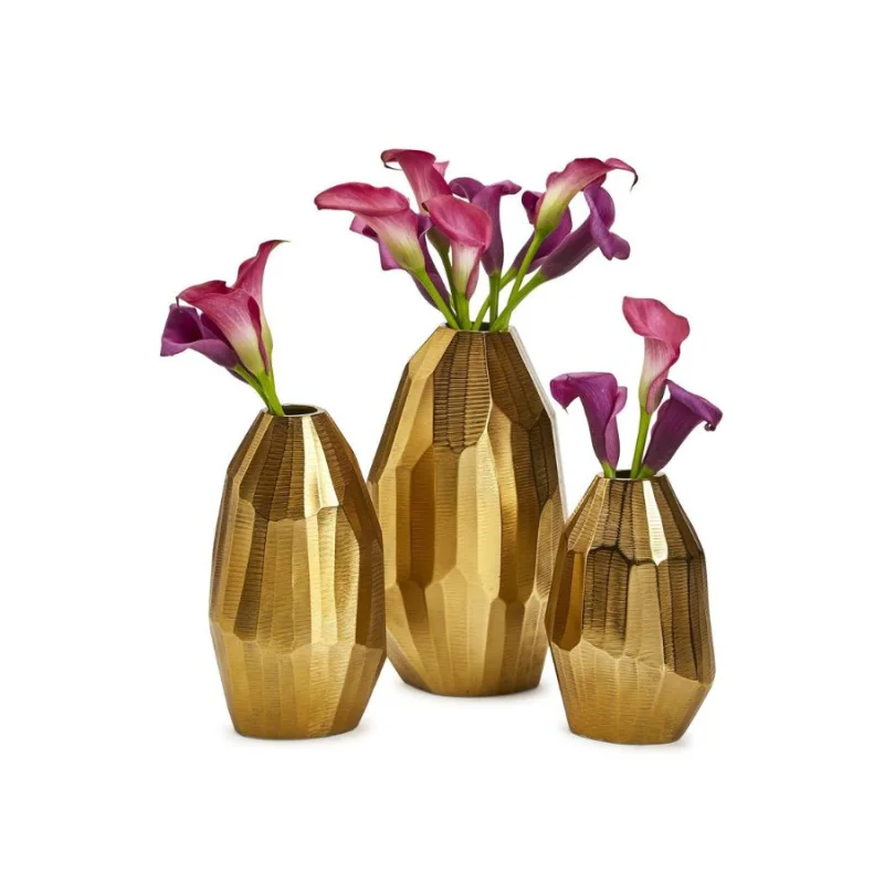 Golden Trapezoid Hand Etched Vase
