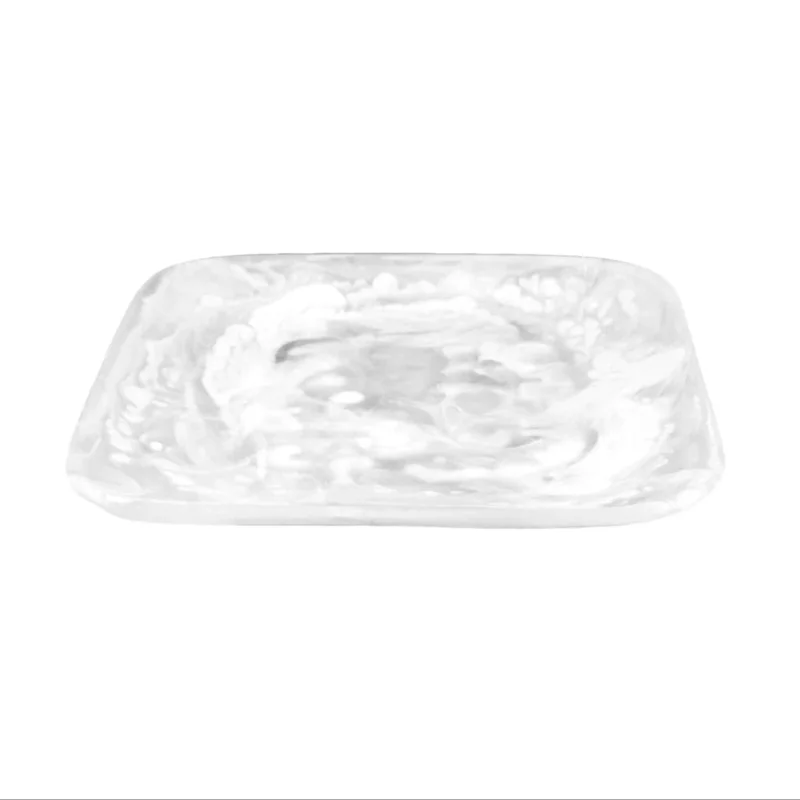 Nashi Square Tray White Swirl