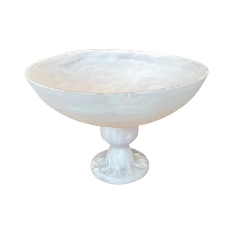 Nashi Footed Bowl Medium White Swirl