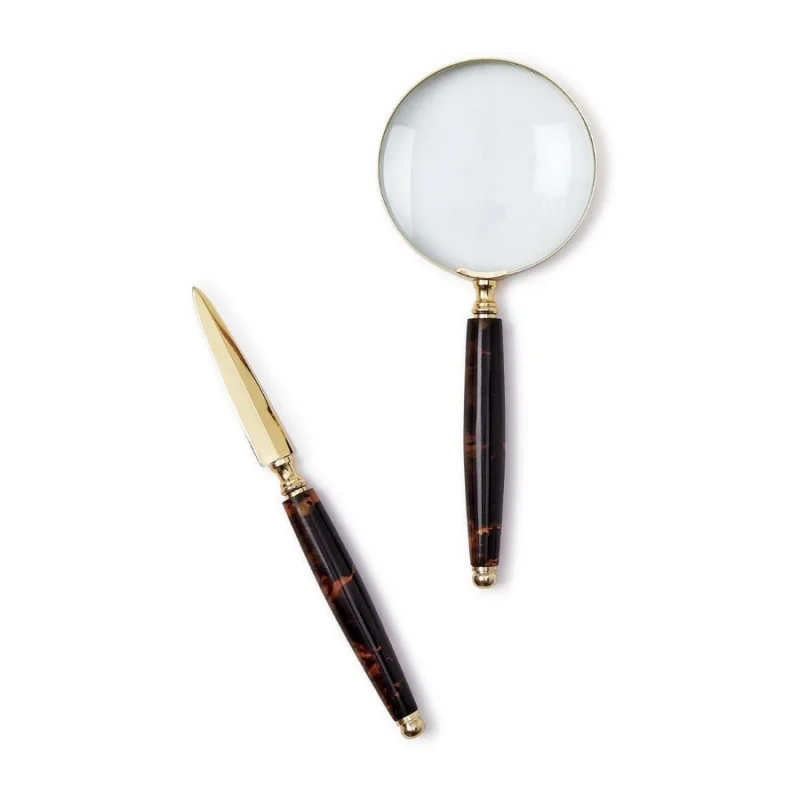 Tortoise Swirl Magnifier & Letter Opener Set