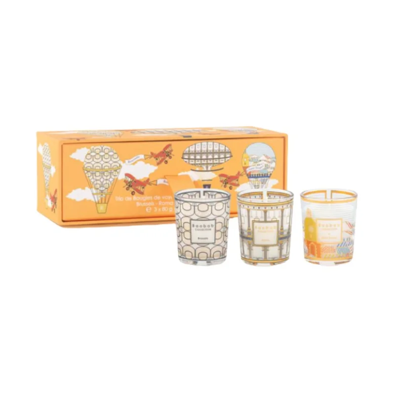 Baobab Travel Trio Candles Brussels-Roma-Saint Tropez