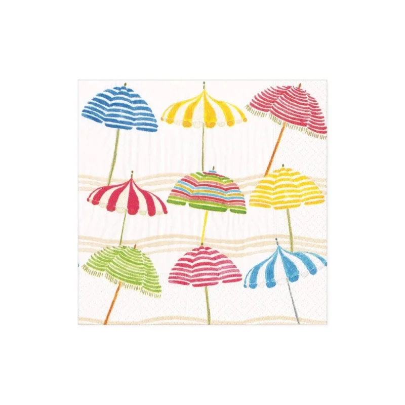 Caspari-Beach Umbrellas Cocktail Napkins