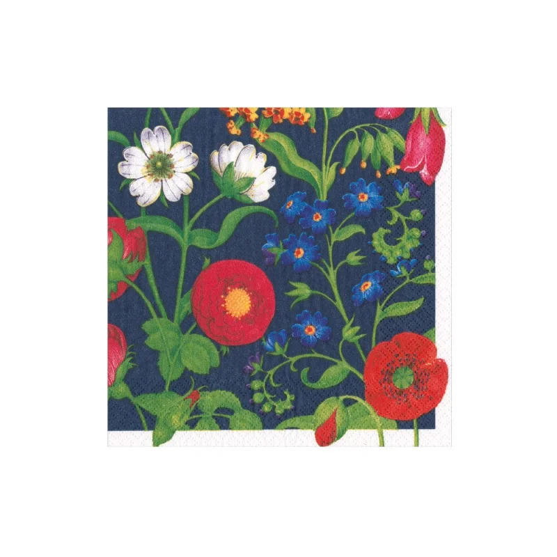 Caspari-Cloisters Garden Cocktail Napkins Navy