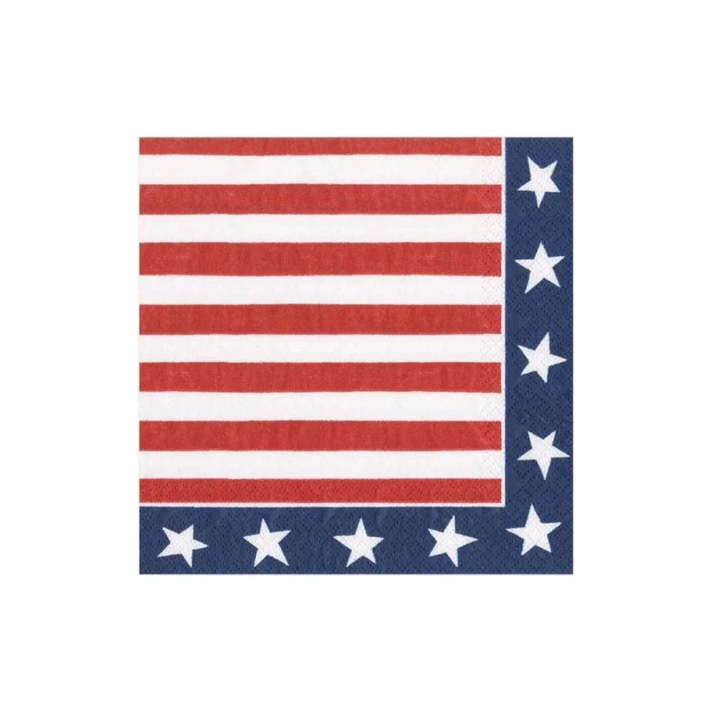 Caspari-Red, White & Blue Cocktail Napkin