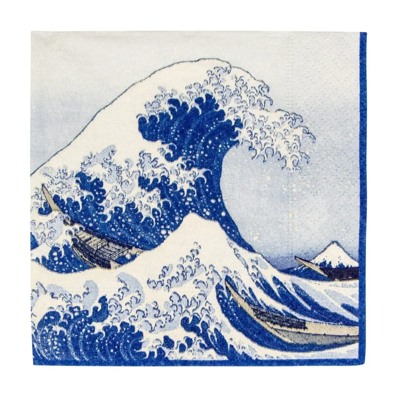 Caspari-The Great Wave Cocktail Napkin