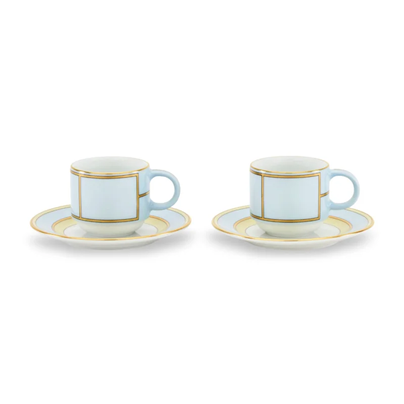Ginori Diva Celeste Coffee Mugs Set/2 Registry Exclusive