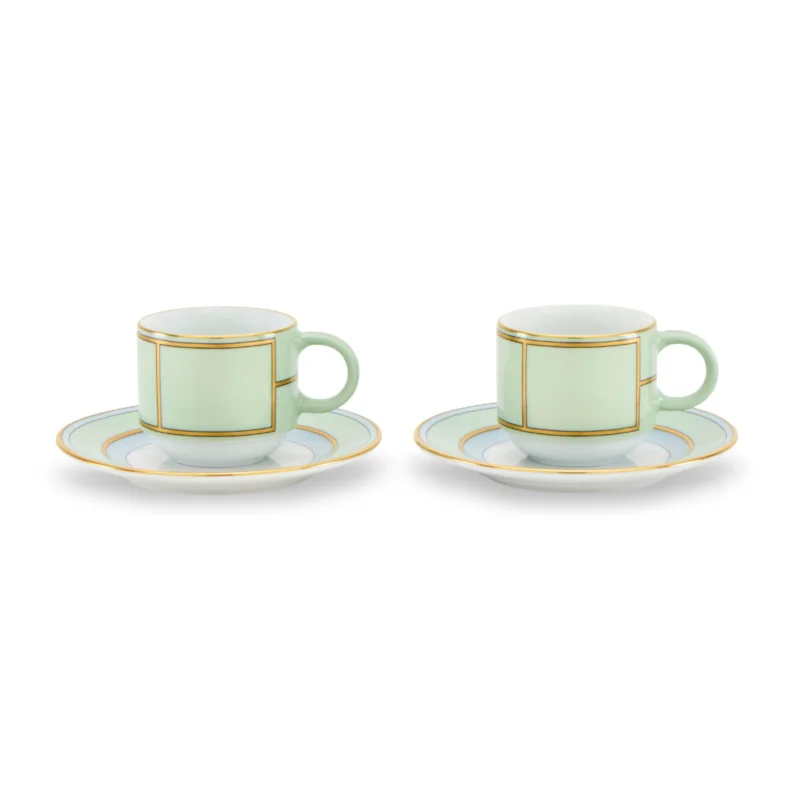 Ginori Diva Verde Coffee Mugs Set/2 Registry Exclusive
