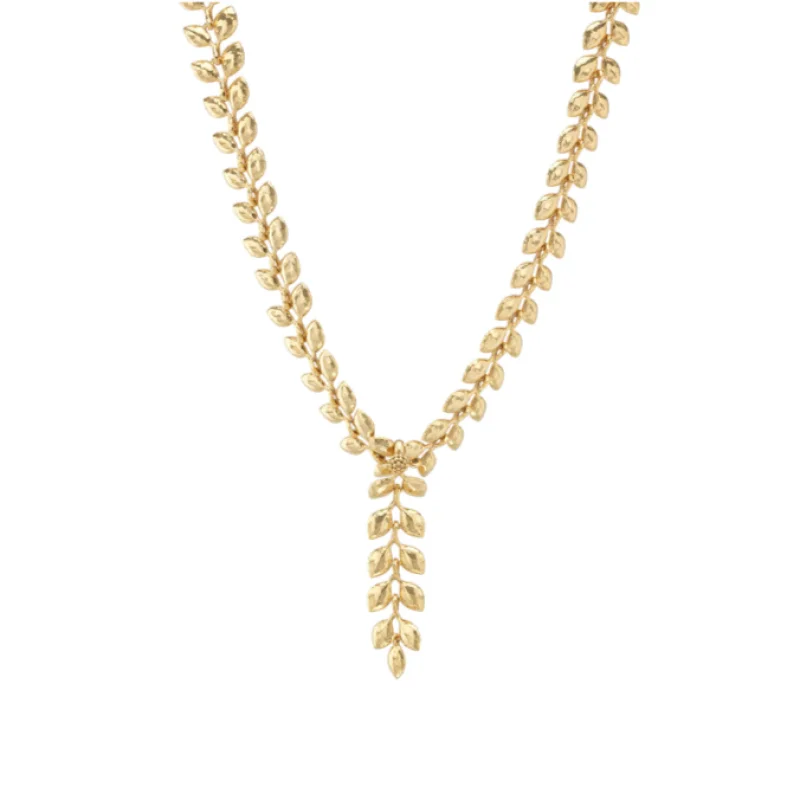 Golden Laurel Convertible Necklace 16″+2″