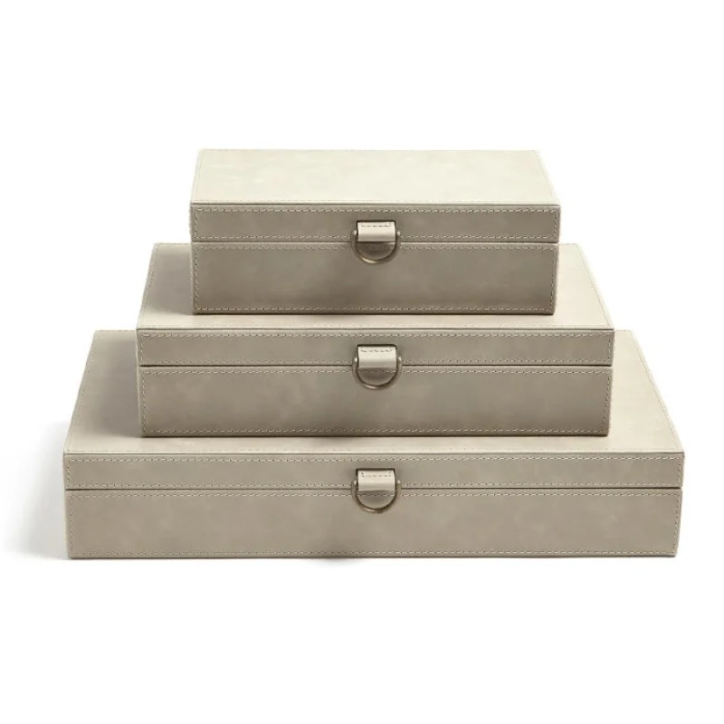 Leather D-Ring Box Grey
