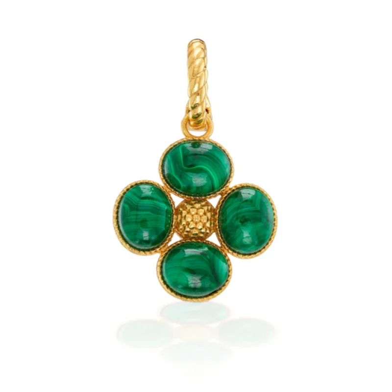 Berry Clover Double Sided Pendant Malachite