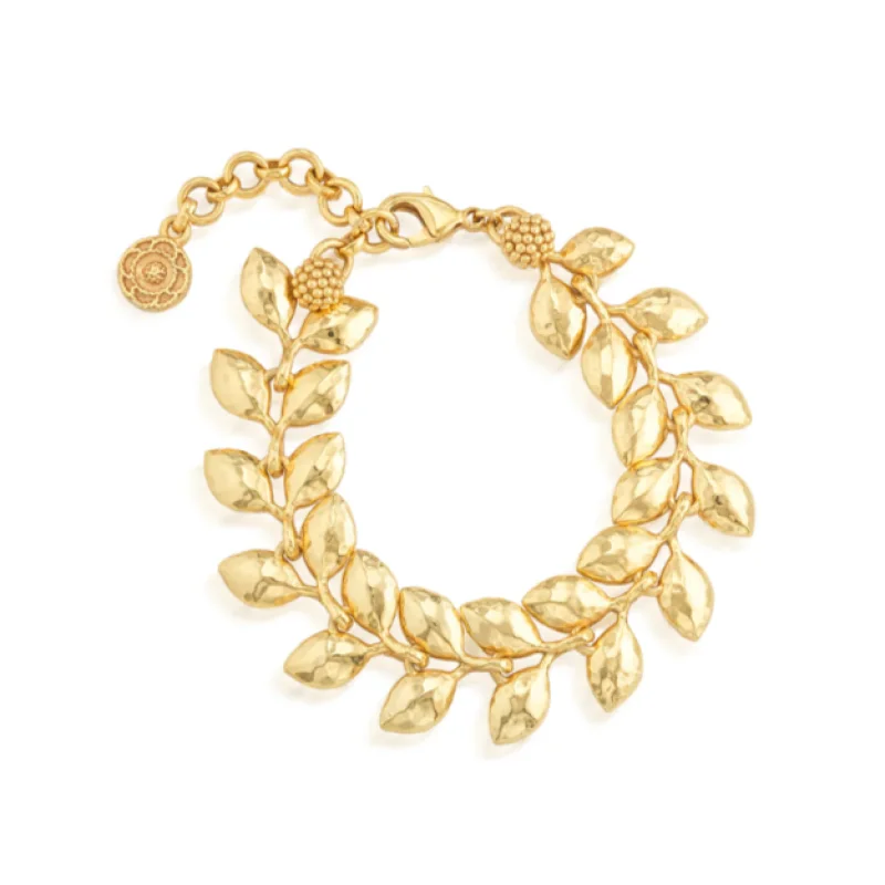 Golden Laurel Link Bracelet 7″+2″