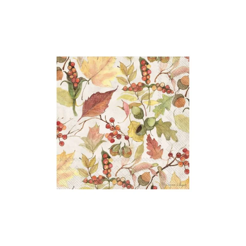 Paper Cocktail Napkins Leaves And Berries Fall