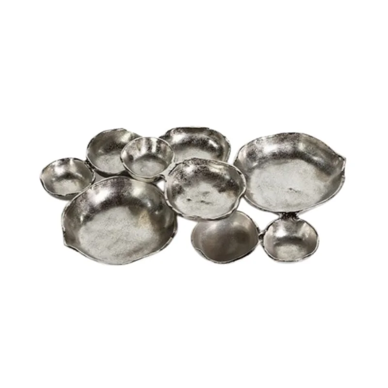 Cluster of Nine Serving Bowls Nickel