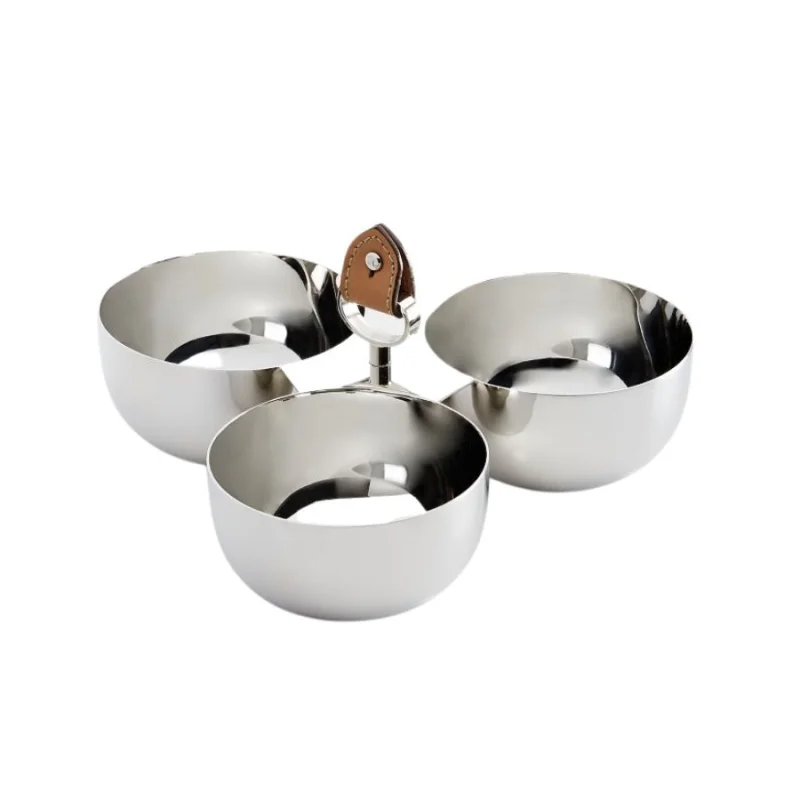Ralph Lauren Wyatt Triple Nut Bowl Registry Exclusive Silver/Saddle