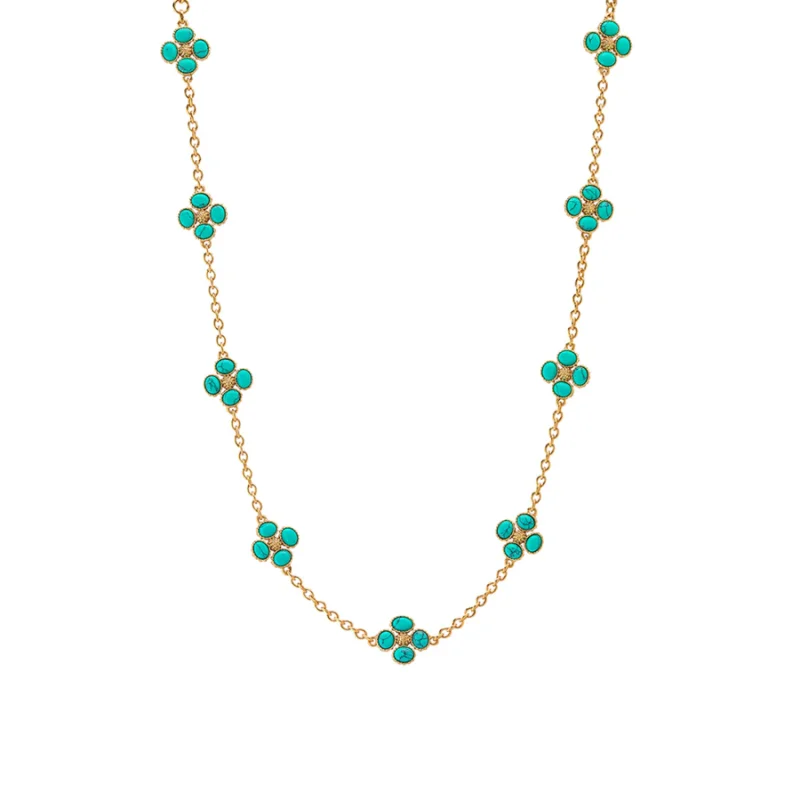 Berry Clover Double Sided Necklace- Turquoise