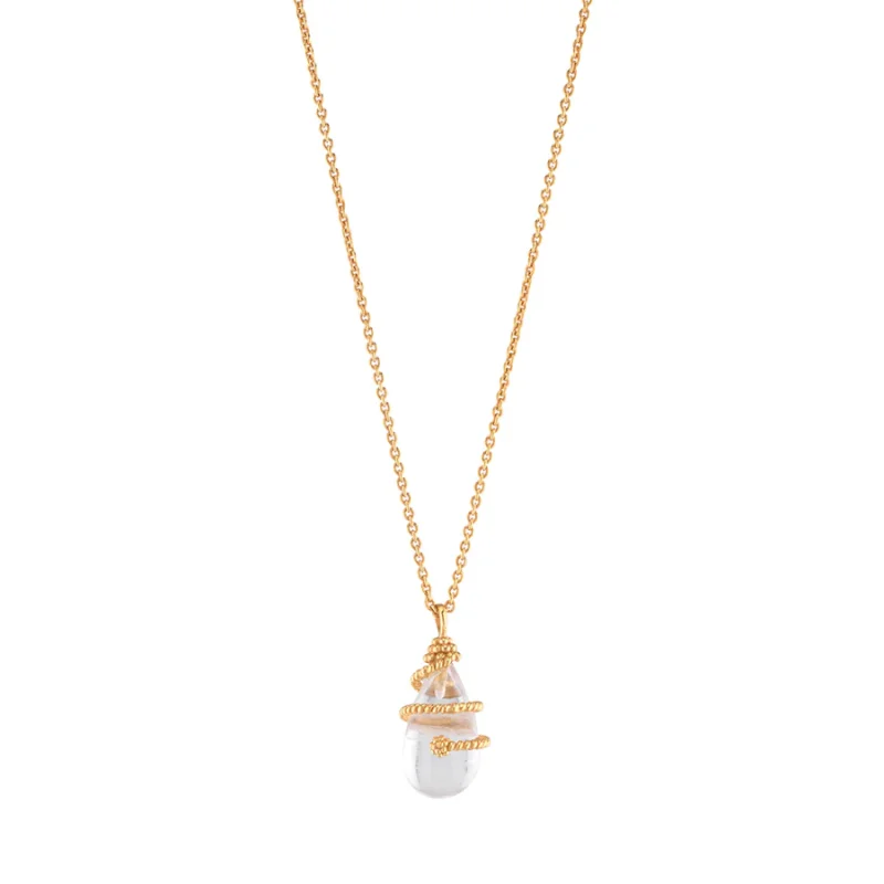 Lily Drop Lily Charm Necklace – Quartz