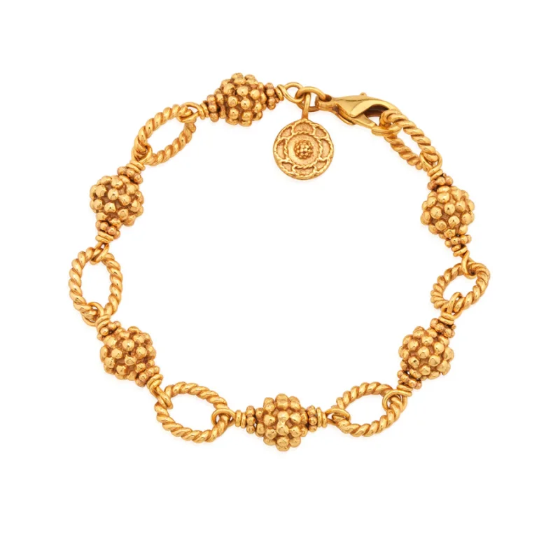 Berry & Bead Bracelet – 7″+2″ – Gold