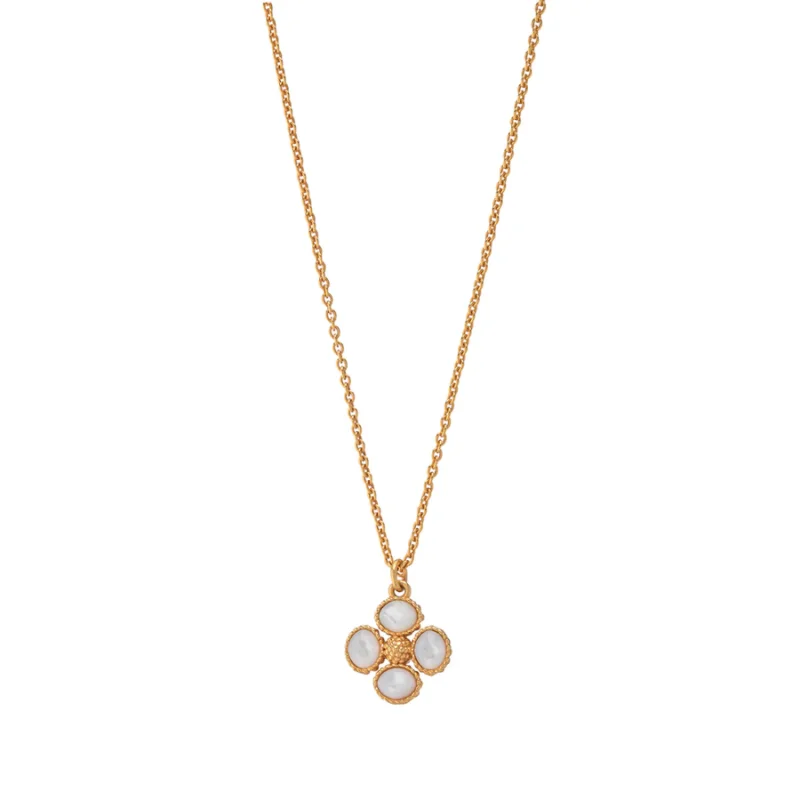 Berry Clover Double Sided Charm Necklace- MOP