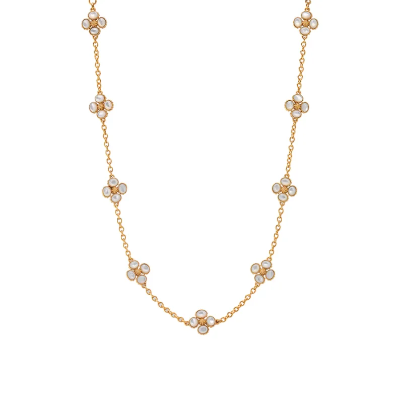 Berry Clover Double Sided Necklace-MOP