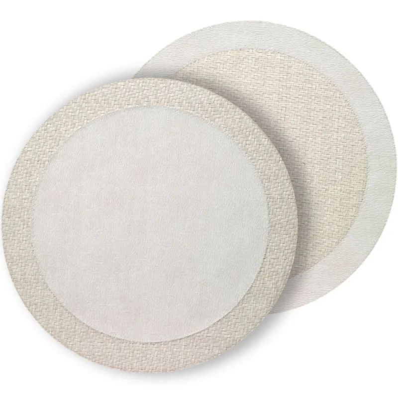 Bodrum Halo Reversible Round Placemats, Set of 4 Antique White/Cream