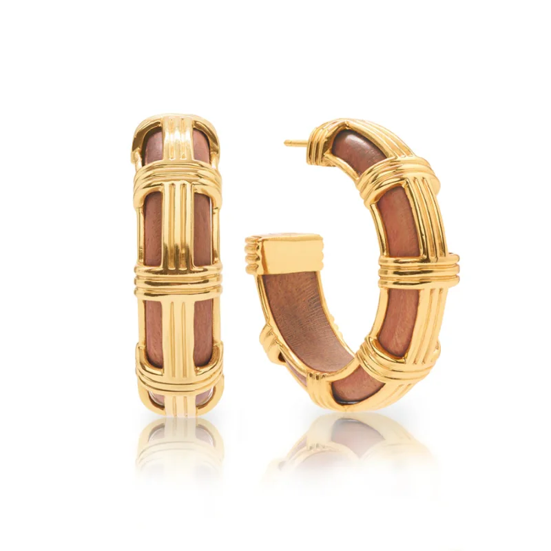 Gaia Cage Hoop Earrings- Teak