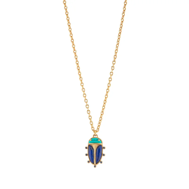 Scarab Charm Necklace, 16″+2″