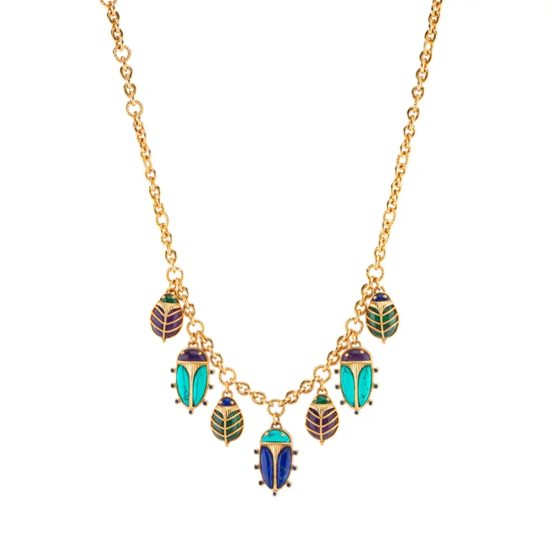 Scarab Family Necklace, 16″+2″