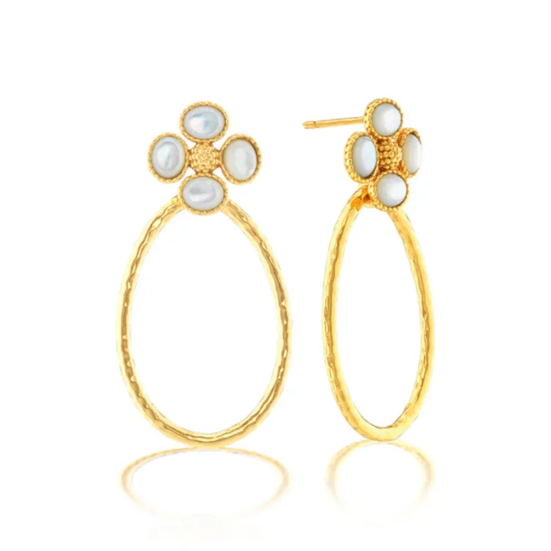 Berry Clover Teardrop Earrings- MOP