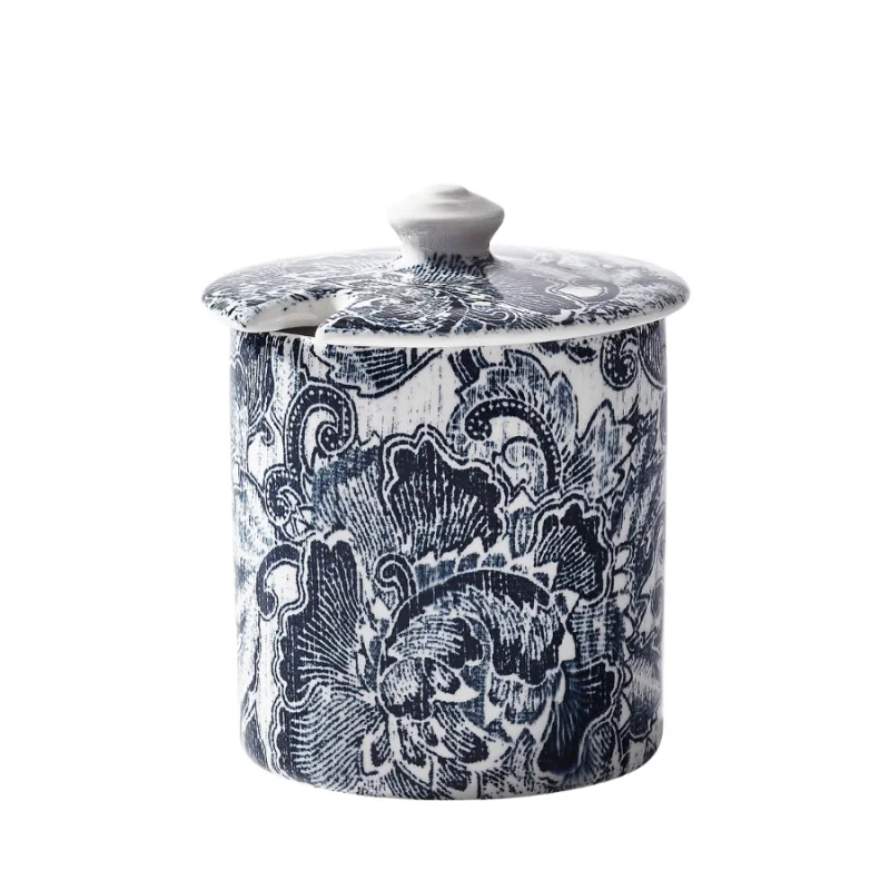 Ralph Lauren Faded Peony Sugar Pot Registry Exclusive Indigo