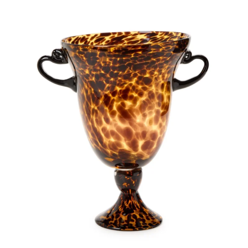 Tortoise Etruscan Style Vase with Handles- 12″