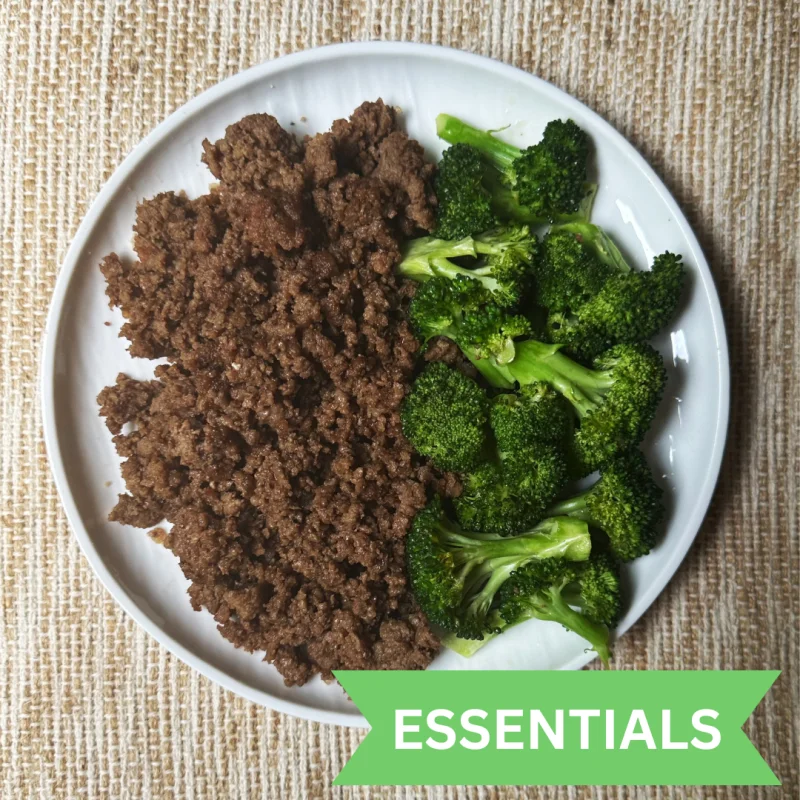 ESSENTIALS: Local Ground Beef and Roasted Broccoli (GF)