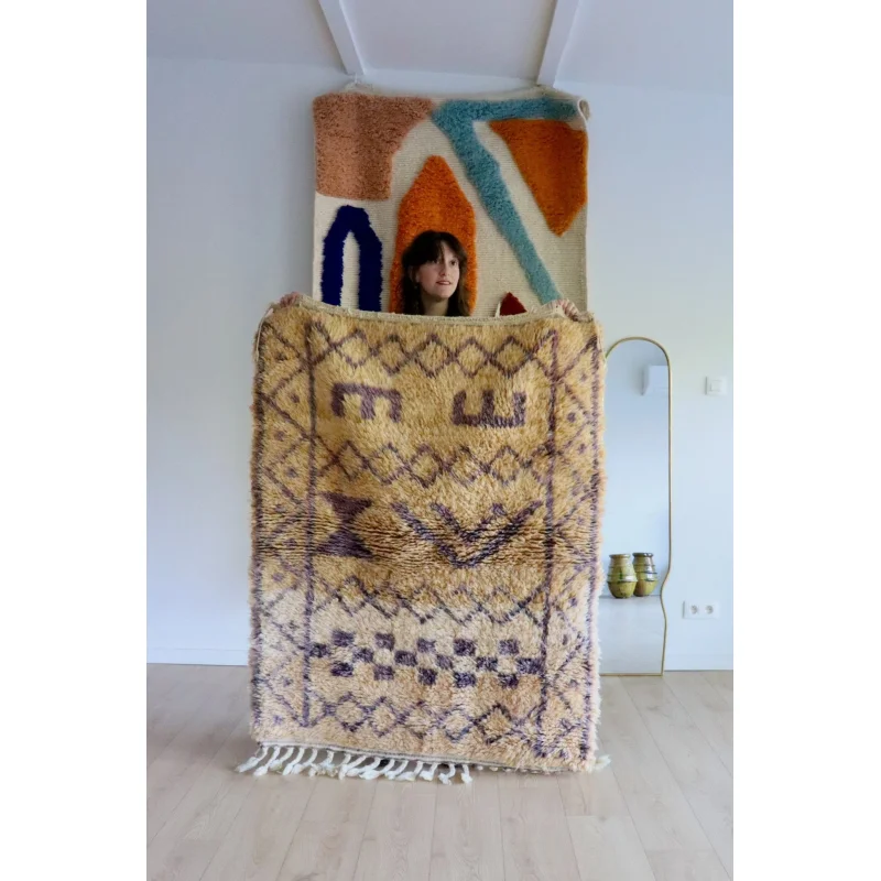 Beni Ouarain Moroccan Colorful Rug (999) 140x112cm – Lilac 1