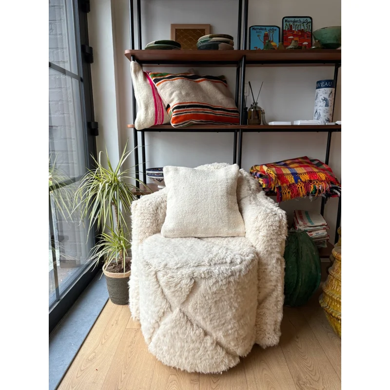 Moroccan Wool Cushion White – 40x40cm