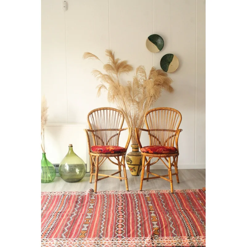 Set of 2 authentic 60’s Audoux-Minet rattan chairs