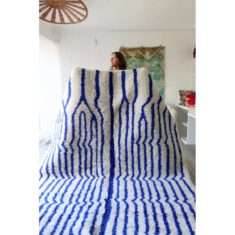 White and Blue Berber Wool Rug made to order (8)