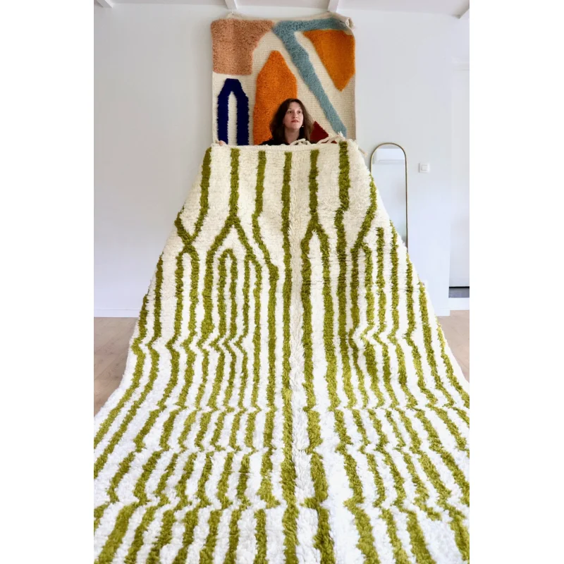 White and Green Berber Wool Rug made to order (9)