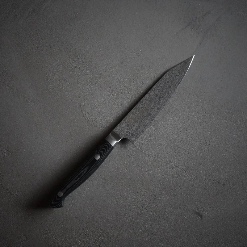 Coreless Damascus sword-shaped petty knife / Sakai Takayuki