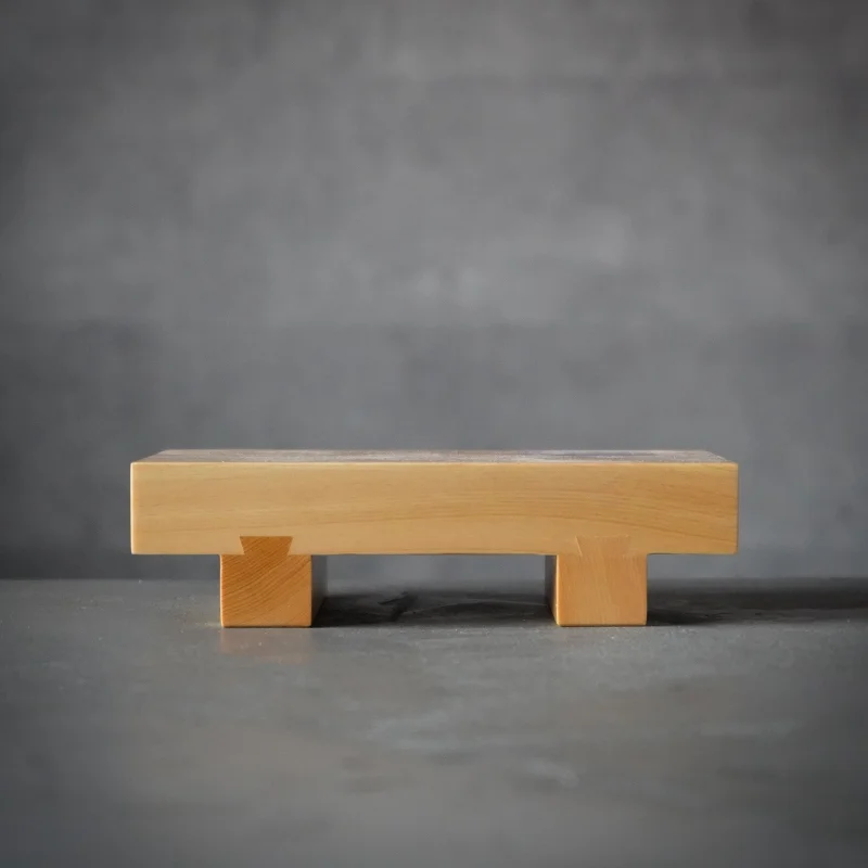 Hinoki Wooden Serving Tray with Knots  Miyabi Urushi Kogei