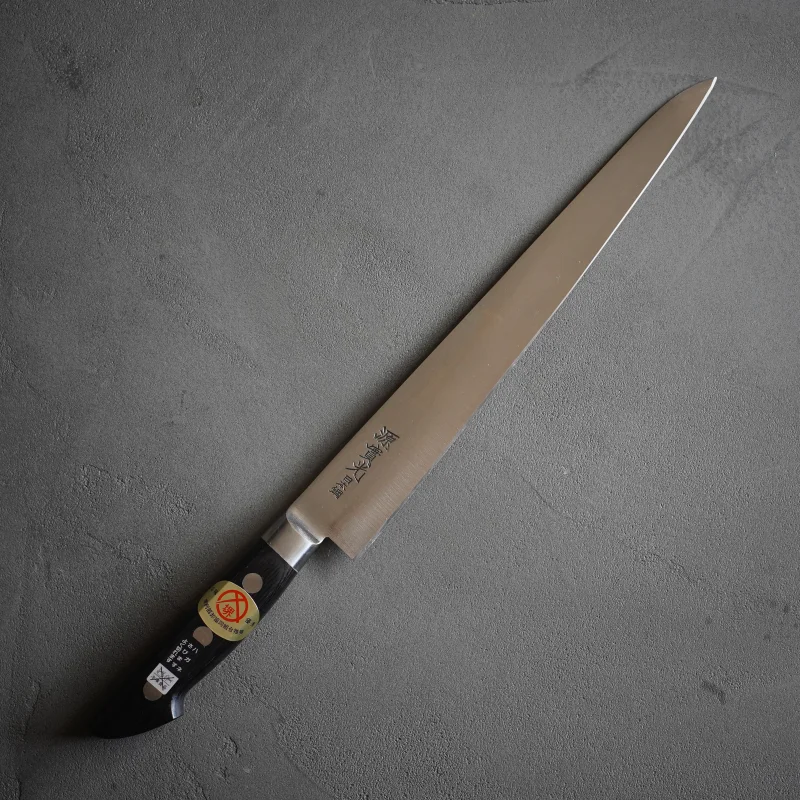 Jikko Sujihiki Knife with Bolster  Japanese Carbon Steel, Versatile & Easy to Clean